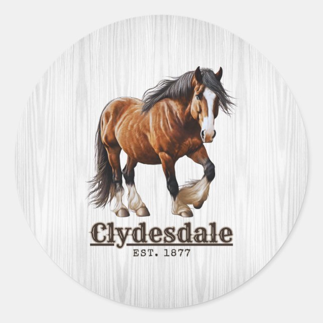 Adesivo Redondo Clydesdale Horse Stickers (Frente)