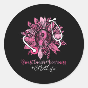 Adesivo Redondo CMA Sunflower Life Pink Ribbon Breve Cancer Aware