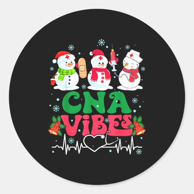 Adesivo Redondo Cna Vibes Nurse Snowman Stethoscope Santa Funny Ch (Frente)