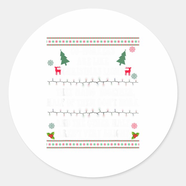 Adesivo Redondo Co-workers Are Like Christmas Lights They Hang Tog (Frente)