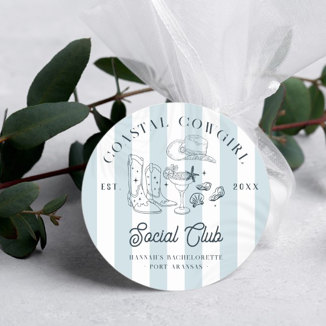 Adesivo Redondo Coastal Cowgirl Bachelorette (Criador carregado)