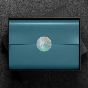 Adesivo Redondo Coastal Grunge Azul e Verde Dourado