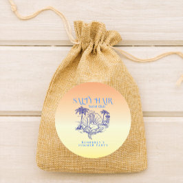 Adesivo Redondo Coastal Yellow Cowgirl Mermaid Birthday Party