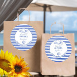 Adesivo Redondo Coasteira Cowgirl Bachelorette impresso no fim de<br><div class="desc">Cowgirl Costeira Bachelorette Fim de semana em um monograma personalizado costeiro imprimido adesivos modelo,  festa de solteira personalizados adesivos poeirentos azul-náutica praia azul poeirento azul-poeirento varejeira azul-poeirento autocolante</div>