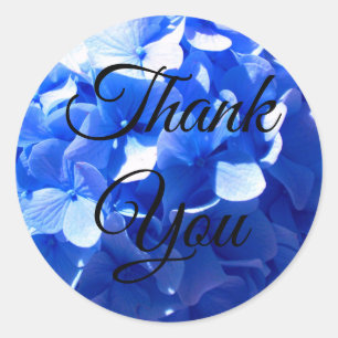 Adesivo Redondo Cobalt Blue Hydrangea - obrigado você