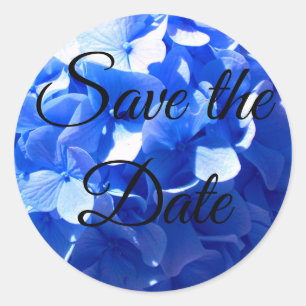 Adesivo Redondo Cobalt Blue Hydrangea - salvar a data