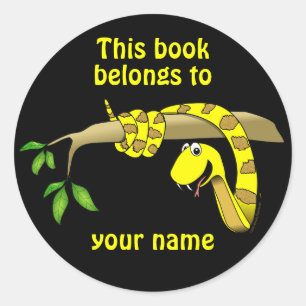 Adesivo Redondo Cobra bonito em Bookplates de um costume do répti