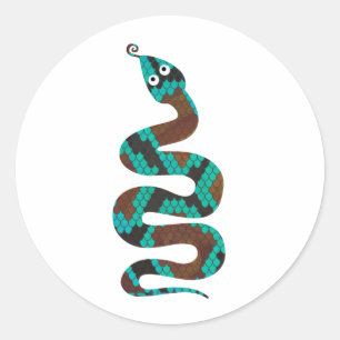Adesivo Redondo Cobra Brown e Teal Impressão Silhouette