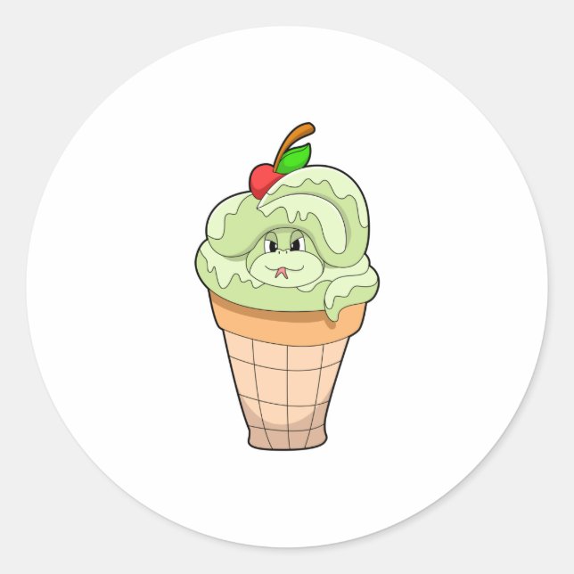 Adesivo Redondo Cobra com cone de Sorvete e Cherry (Frente)