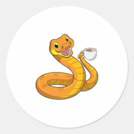 Adesivo Redondo Cobra com Taça de Café