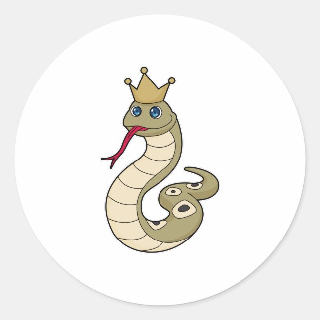 Adesivo Redondo Cobra como Rei com Coroa (Frente)
