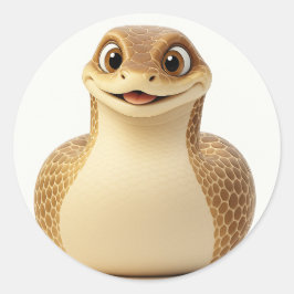 Adesivo Redondo Cobra de Cartoon de Sorriso Bonito