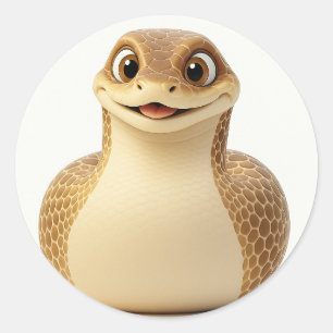 Adesivo Redondo Cobra de Cartoon de Sorriso Bonito