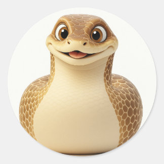 Adesivo Redondo Cobra de Cartoon de Sorriso Bonito