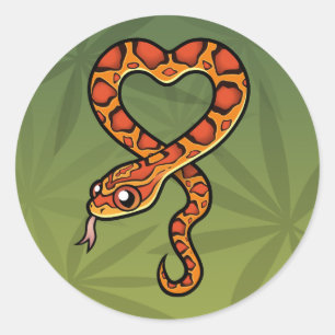 Adesivo Redondo Cobra de Desenho Animado