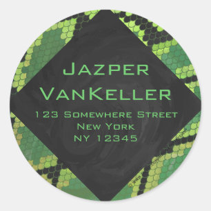 Adesivo Redondo Cobra de Monograma Verde e Preto