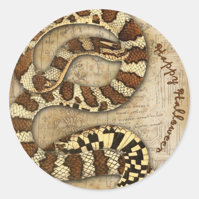 Adesivo Redondo Cobra Feliz de Halloween (Frente)