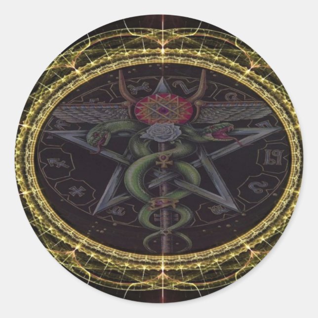 Adesivo Redondo Cobras Pentagram (Frente)