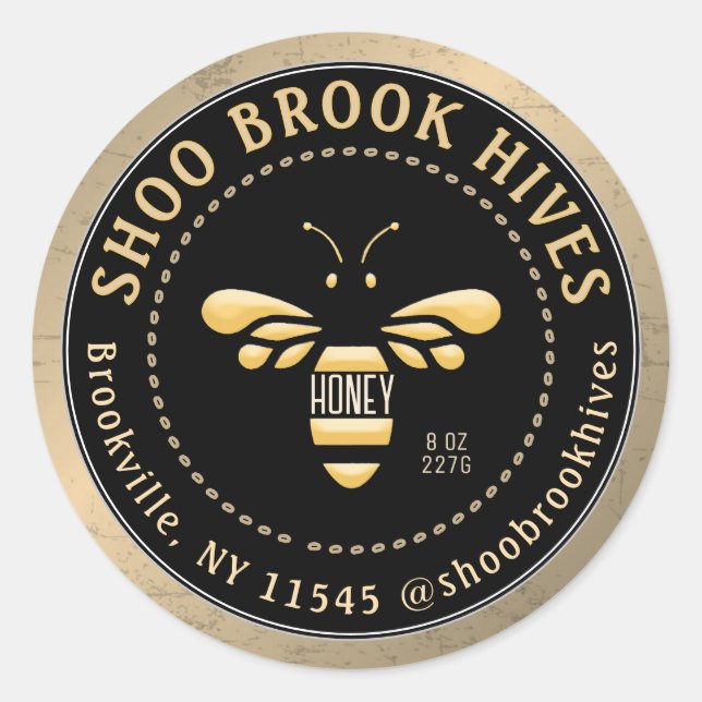 Adesivo Redondo Cobre e Mel Negra Moderna de Abelhas Negra (Frente)