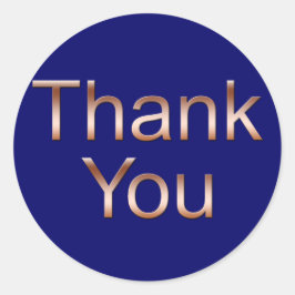Adesivo Redondo Cobre em Azul Escuro Obrigado Stickers