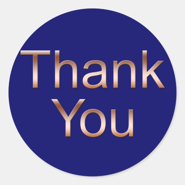 Adesivo Redondo Cobre em Azul Escuro Obrigado Stickers (Frente)