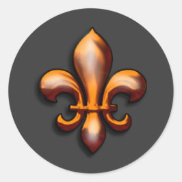 Adesivo Redondo Cobre Fleur de Lis em plano de fundo alterável
