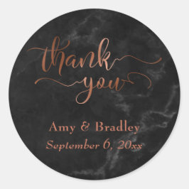 Adesivo Redondo Cobre, Obrigado, Escreva Sobre O Mármaco Negro