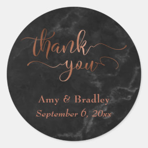 Adesivo Redondo Cobre, Obrigado, Escreva Sobre O Mármaco Negro