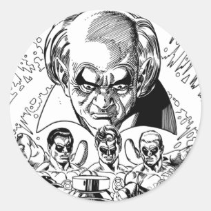 Adesivo Redondo Cobrir cómico de três lanternas verdes, preto e