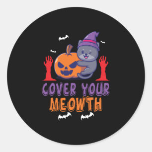 Adesivo Redondo Cobrir de Halloween Seu Aniversário de Meowday