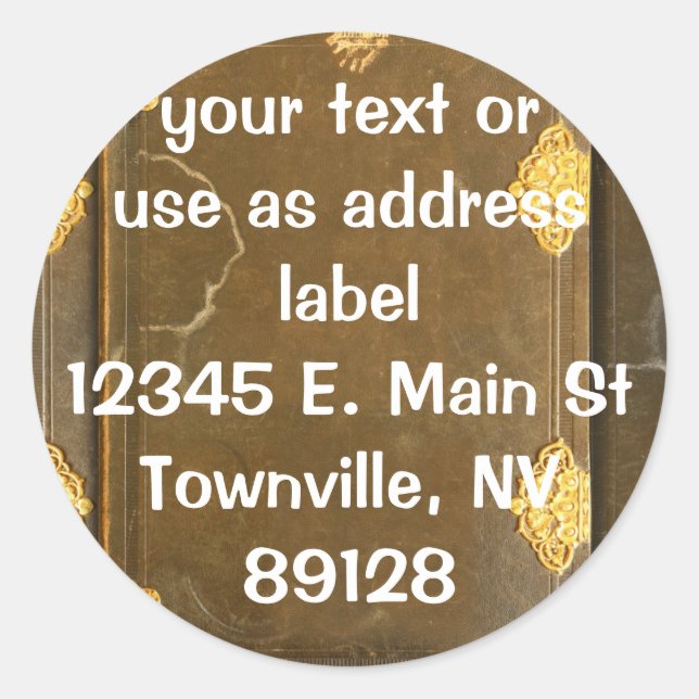 Adesivo Redondo Cobrir de Livro Dourado e antigo (Frente)