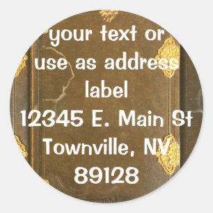 Adesivo Redondo Cobrir do Livro Dourado e antigo