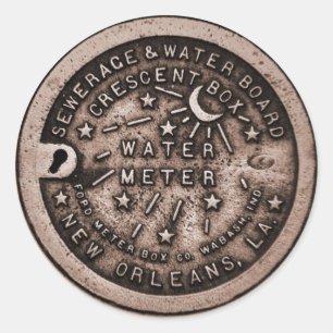 Adesivo Redondo Cobrir do Medidor de Água de Nova Orleans