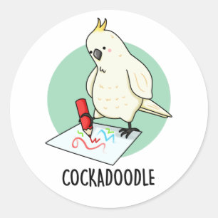 Adesivo Redondo Cockadoodle Funny Cockatoo Pun