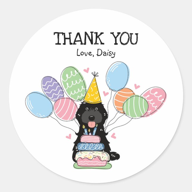 Adesivo Redondo Cockapoo Negro Cavapoo Aniversário Favorito Etique (Frente)