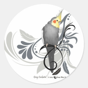 Adesivo Redondo Cockatiel cinzento
