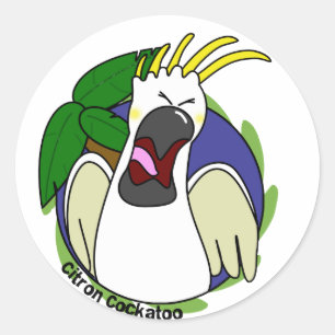 Adesivo Redondo Cockatoo cor de limão gritando engraçado