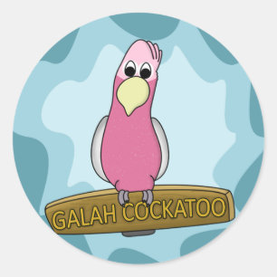 Adesivo Redondo Cockatoo de Galah dos desenhos animados