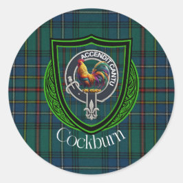 Adesivo Redondo Cockburn Scottish Clan Tartan & Crest