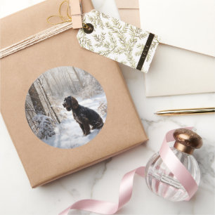 Adesivo Redondo Cocker Spaniel Deixe-o nevar no Natal