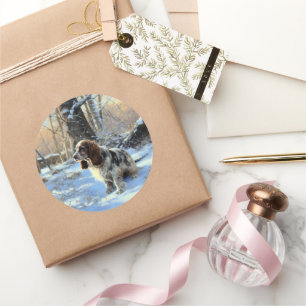 Adesivo Redondo Cocker Spaniel Deixe-o nevar no Natal