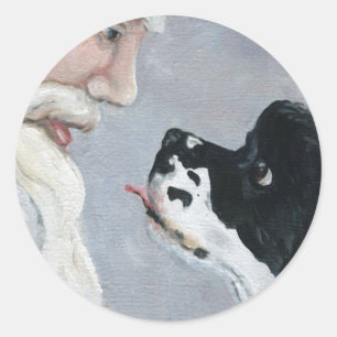 Adesivo Redondo Cocker Spaniel e Santa Claus Art Sticker