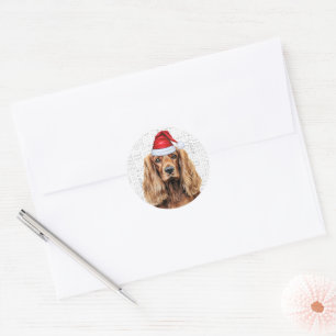 Adesivo Redondo Cocker Spaniel Festivo no Natal da Arte Woof