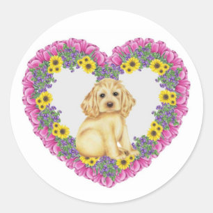 Adesivo Redondo Cocker spaniel floral