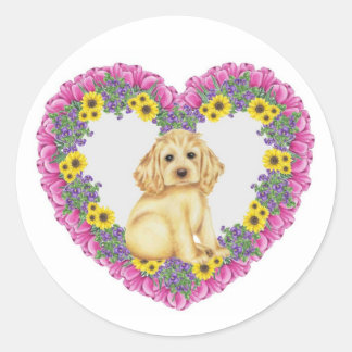 Adesivo Redondo Cocker Spaniel Floral