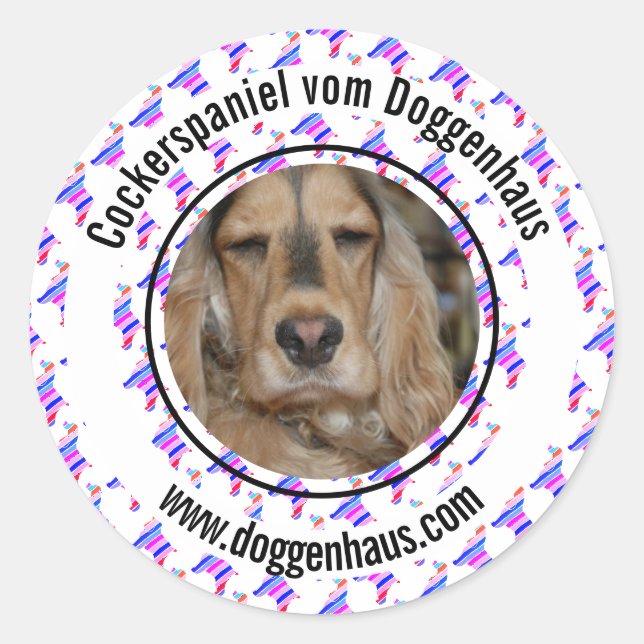 Adesivo Redondo Cocker Spaniel Inglês minimalista moderno (Frente)