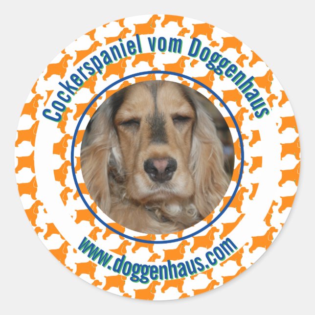 Adesivo Redondo Cocker Spaniel Inglês minimalista moderno (Frente)