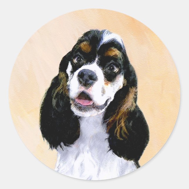 Adesivo Redondo Cocker Spaniel (Parti) Painting - Original Dog Art (Frente)