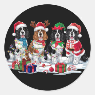 Adesivo Redondo Cocker Spaniel Santa que chora no Natal