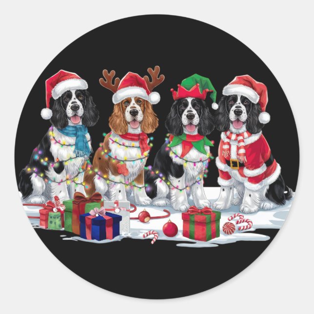 Adesivo Redondo Cocker Spaniel Santa que chora no Natal (Frente)